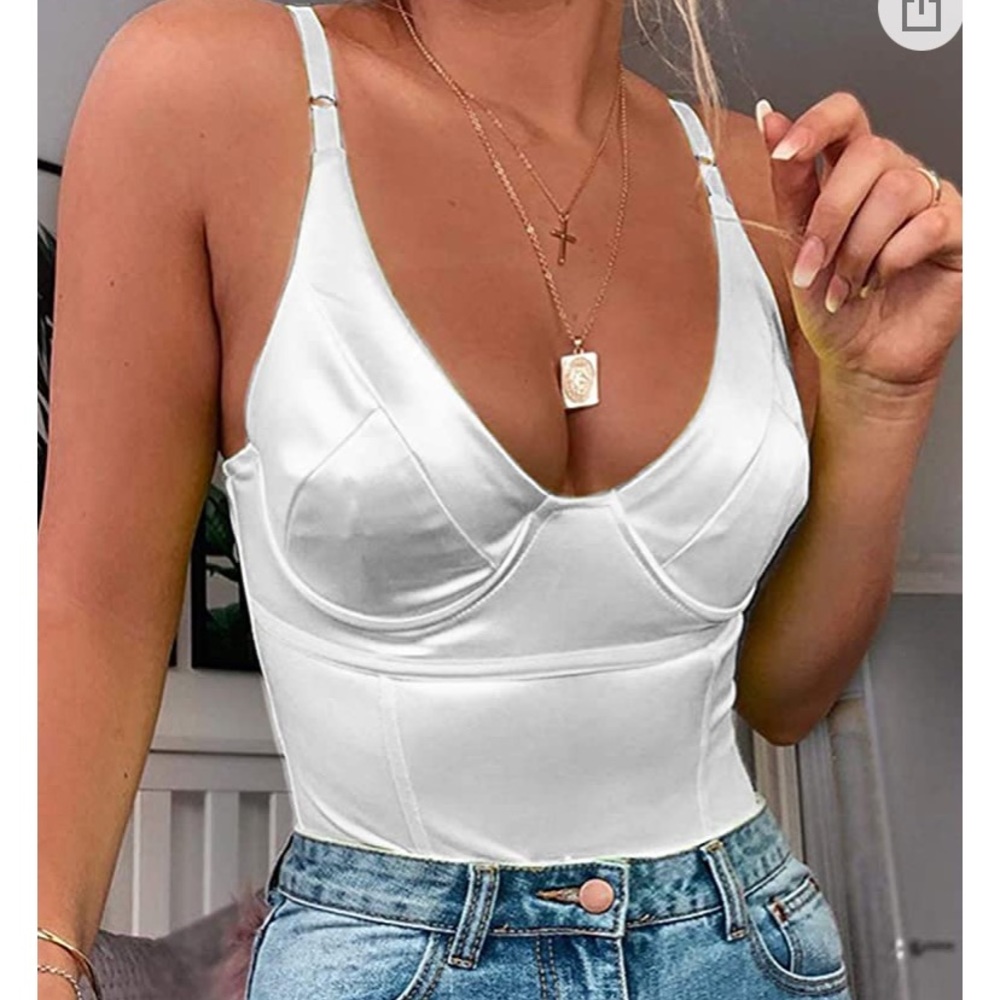 White Corset Style Body Suit